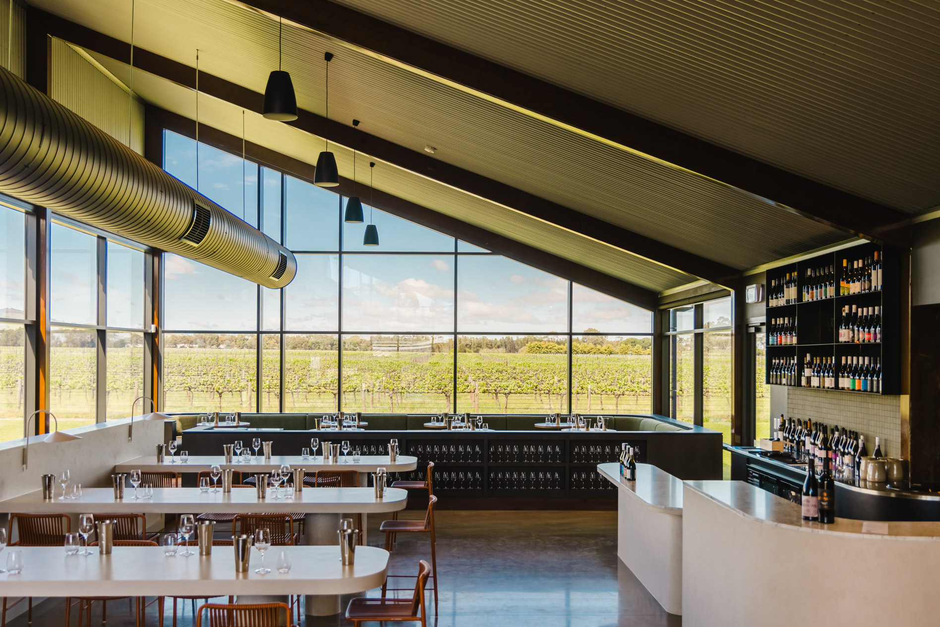 Tasting room overlooking vineyard